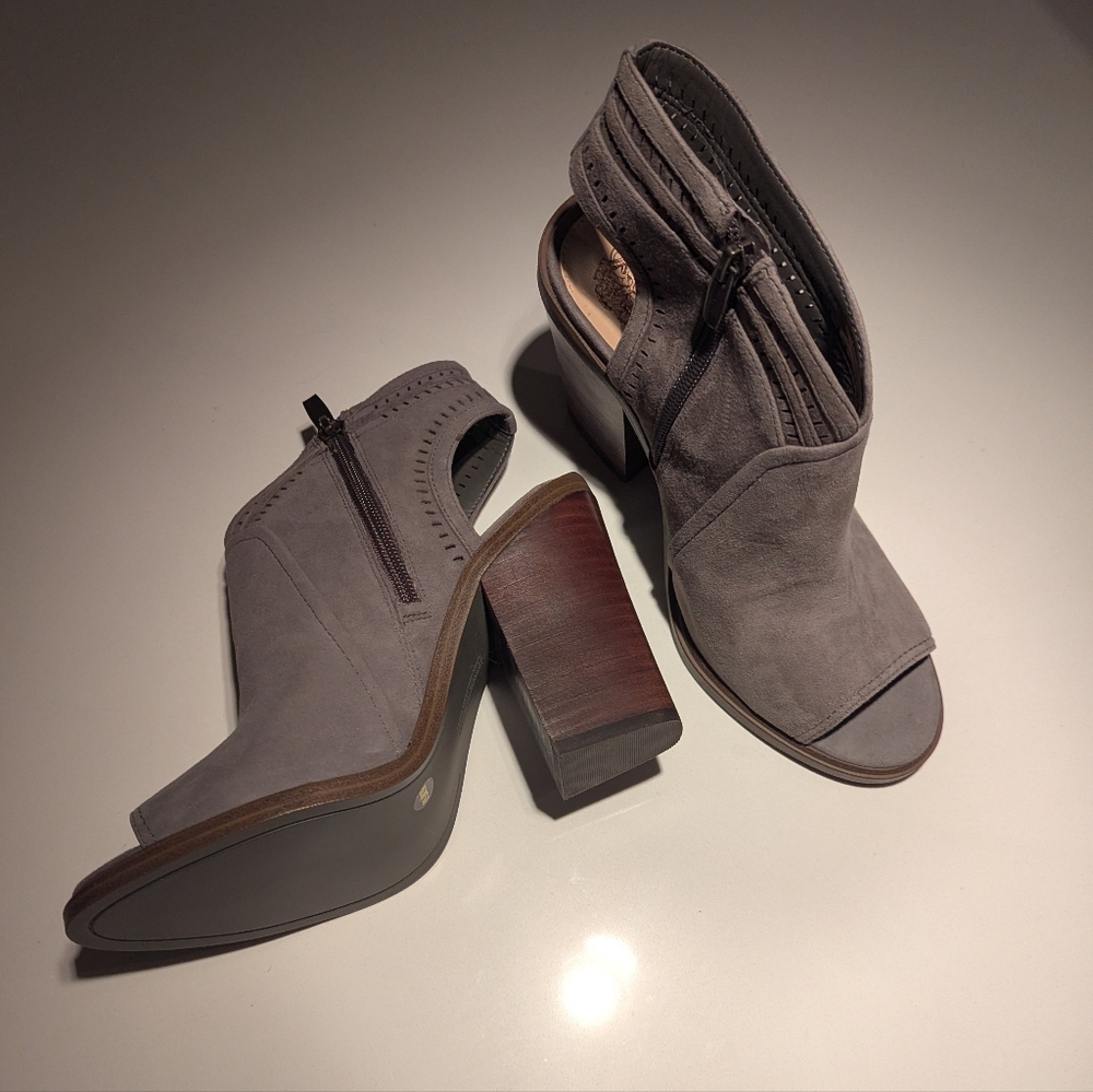 Vince Camuto Gray Peep-Toe Heeled Boots